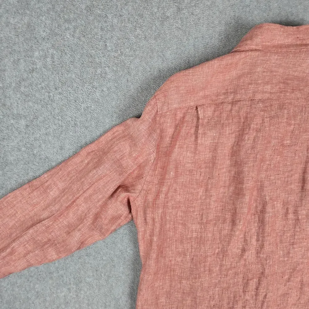 J.Crew Small Red Baird McNutt 100% Irish Linen Long Sleeve Button Down Shirt